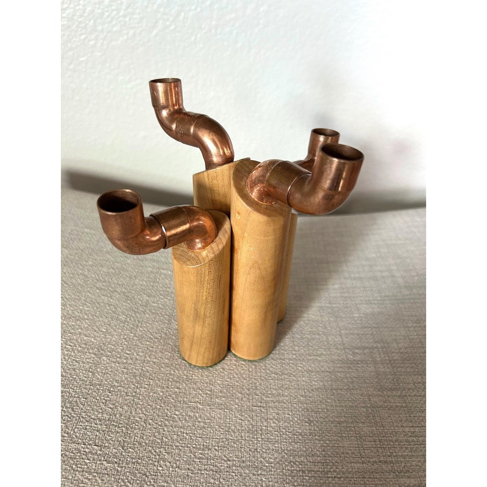 Mid‎ century modern copper pipe candle holder